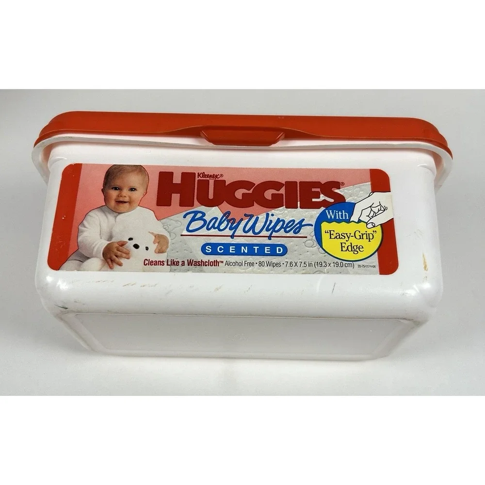 VTG 90's Huggies Baby Wipes Plastic Container Red Lid Empty Movie Prop Collector